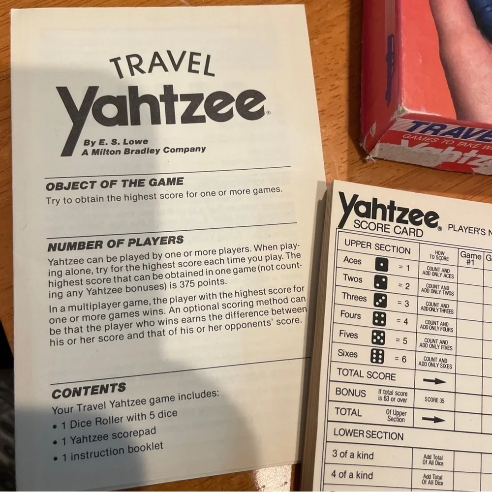 COPY - Vintage Travel Yahtzee Game 1986 Milton Bradley Complete In Box